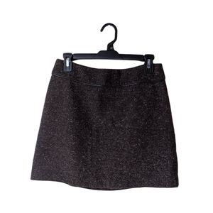 Brown Preppy Tweed Wool Mini Skirt